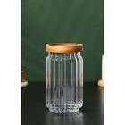 Банка стеклянная для сыпучих продуктов с деревянной крышкой «Дафна», 750 мл, 9×16 см - Фото 3