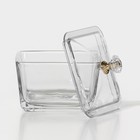 Менажница «Голд», 19.5×19.5 см, на бамбуковой подставке, с крышками, стекло, прозрачная - Фото 3