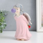 Сувенир полистоун "Ангел с розой, надувает пузырь" 8х8х18 см - фото 6804398