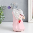 Сувенир полистоун "Ангел с розой, надувает пузырь" 8х8х18 см - фото 6804402