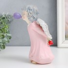 Сувенир полистоун "Ангел с розой, надувает пузырь" 8х8х18 см - фото 6804403