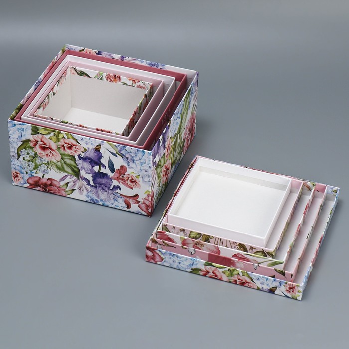 Набор коробок 5 в 1, упаковка подарочная, «Цветочный сад», 14 х 14 х 8‒22 х 22 х 12 см - фото 1907623707