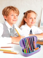 Пенал - футляр Calligrata, 85×210×50 мм, с откидной планкой, мягкий, текстильный, мятный/светло-сиреневый - Фото 3