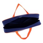 Папка с ручками текстильная А4, 350 х 265 х 80 мм, ПМД 4-42, "Офис", темно-синяя/оранжевая (ручка-тесьма) - фото 24588246