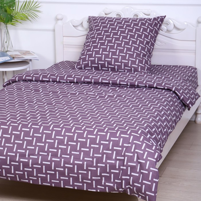 Постельное бельё 1,5сп Штрихи, цвет мокко, 150х210см, 150х210см, 70х70 см, бязь, 120 г/м, хлопок 100% - Фото 1