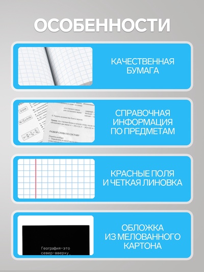 Набор предметных тетрадей Calligrata «На Чёрном», 10 предметов, 48 листов, со справочным материалом, обложка из мелованного картона