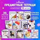 Тетради предметные 36 листов «Животные мемы», 12 предметов, серые листы - Фото 1