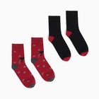 Набор носков мужских (2 пары), цвет бордовый/чёрный, размер 42-43 - фото 319257411