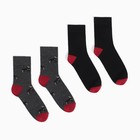 Набор носков мужских (2 пары), цвет чёрный/серый, размер 44-45 - фото 319257435