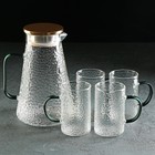 Набор для напитков из стекла Magistro «Сара», 5 предметов: кувшин 1,75 л, 4 кружки 300 мл - фото 6804914