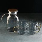 Набор для напитков из стекла Magistro «Дарк. Ромб», 5 предметов: кувшин 1,6 л, 4 кружки 350 мл, цвет серый - Фото 2