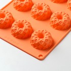 Форма для выпечки Доляна «Немецкий кекс. Ажур», силикон, 12 ячеек, 28×16×1,5 см, цвет оранжевый - фото 4371057