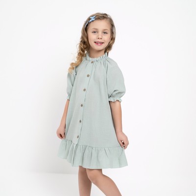 Платье для девочки MINAKU: Cotton collection, зелёное, рост 140-146 см