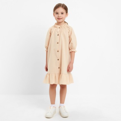 Платье для девочки MINAKU: Cotton collection, светло-бежевое, рост 104 см