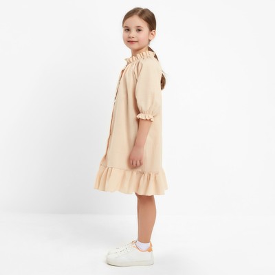 Платье для девочки MINAKU: Cotton collection, светло-бежевое, рост 98-104 см