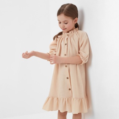 Платье для девочки MINAKU: Cotton collection, светло-бежевое, рост 98-104 см
