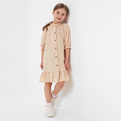 Платье для девочки MINAKU: Cotton collection, светло-бежевое, рост 98-104 см