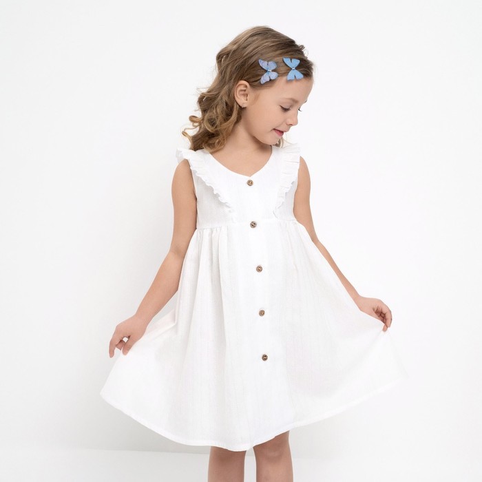 Платье для девочки без рукавов MINAKU цвет белый, рост 104 см - фото 1926599238
