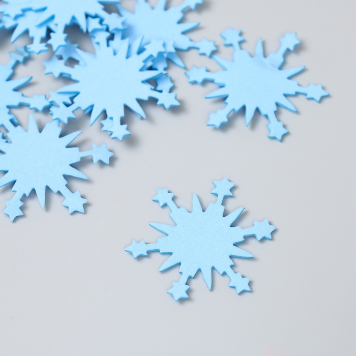 Заготовка из фоамирана "Снежинка", 3х3 см, голубой, набор 10шт - Фото 1