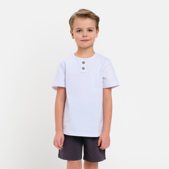 Комплект для мальчика (футболка, шорты) MINAKU цвет белый/графит, рост 158 - фото 296296722