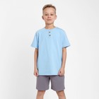 Комплект для мальчика (футболка, шорты) MINAKU цвет св-голубой/серый, рост 140 - Фото 1