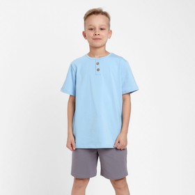 Комплект для мальчика (футболка, шорты) MINAKU цвет св-голубой/серый, рост 140