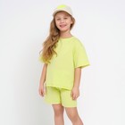 Комплект для девочки (футболка, шорты) MINAKU цвет лимонный, рост 122 - фото 109662169