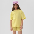 Комплект для девочки (футболка, шорты) MINAKU цвет лимонный, рост 128 - Фото 1