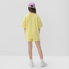 Комплект для девочки (футболка, шорты) MINAKU цвет лимонный, рост 128 - Фото 3