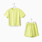 Комплект для девочки (футболка, шорты) MINAKU цвет лимонный, рост 128 - Фото 4