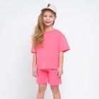 Комплект для девочки (футболка, шорты) MINAKU цвет розовый, рост 98 - фото 2829429