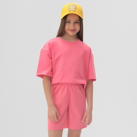 Комплект для девочки (футболка, шорты) MINAKU цвет розовый, рост 116