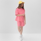 Комплект для девочки (футболка, шорты) MINAKU цвет розовый, рост 140 - Фото 2
