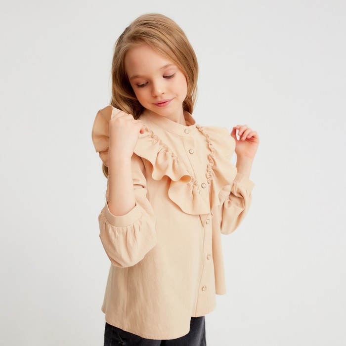 Блузка для девочки MINAKU цвет бежевый, рост 122 см - фото 1907624393