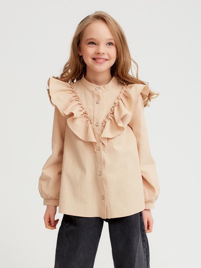 Блузка для девочки MINAKU: Cotton collection, бежевая, рост 122 см