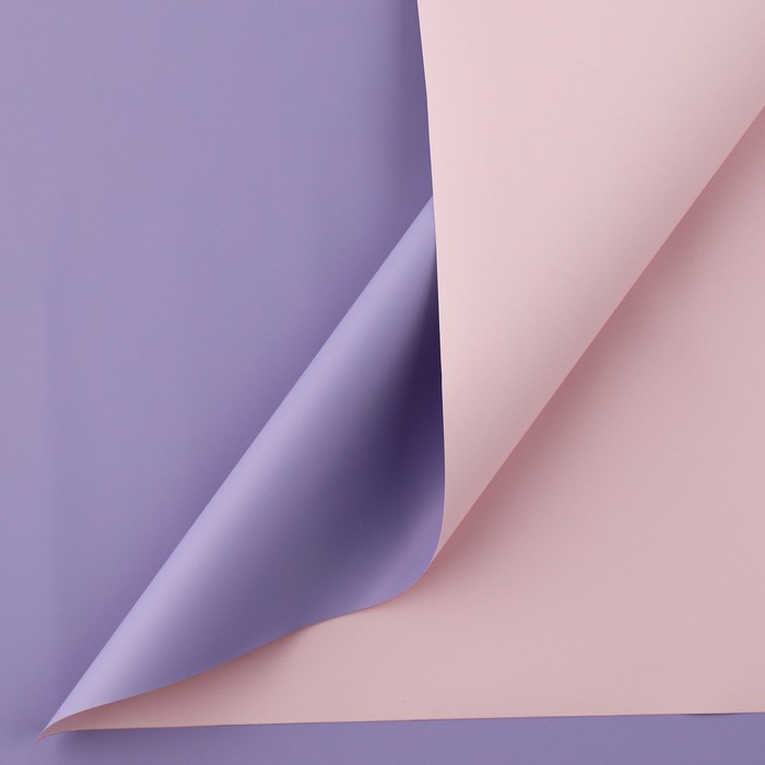 Плёнка для цветов упаковочная пудровая двухсторонняя «Лаванда + нежно-розовый», 50 мкм, 0.5 х 9 м - Фото 1
