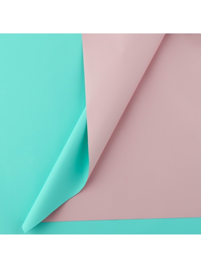 Плёнка для цветов упаковочная пудровая двухсторонняя «Нежно-розовый + тиффани», 50 мкм 0.5×9 м