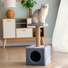 Домик для животных, с когтеточкой и полкой, джут, 32×32×64 см, серый - Фото 2