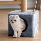 Домик для животных, с когтеточкой и полкой, джут, 32×32×64 см, серый - Фото 5