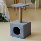 Домик для животных, с когтеточкой и полкой, джут, 32×32×64 см, серый - Фото 4