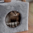 Домик для животных, с когтеточкой и полкой, джут, 32×32×64 см, серый - Фото 6