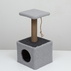 Домик для животных, с когтеточкой и полкой, джут, 32×32×64 см, серый - Фото 9