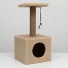 Домик для животных, с когтеточкой и полкой, джут, 32×32×64, бежевый - Фото 3