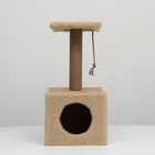 Домик для животных, с когтеточкой и полкой, джут, 32×32×64, бежевый - Фото 6