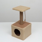 Домик для животных, с когтеточкой и полкой, джут, 32×32×64, бежевый - Фото 4