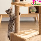 Домик для кошек с когтеточкой, с двумя полками, джут, 37 х 37 х 111 см, бежевый - фото 9369910