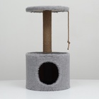 Домик для кошек с когтеточкой круглый, джут, 35×35×64 см, серый - Фото 6