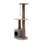 Комплекс для кошек с когтеточкой, с круглым домом, 2 полками, 60 х 40 х 100 см, серый - фото 24289643