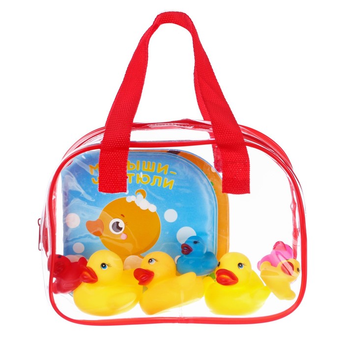 Набор игрушек для ванны «Уточки», книжка-раскраска, 7 игрушек ПВХ, в сумке 60253