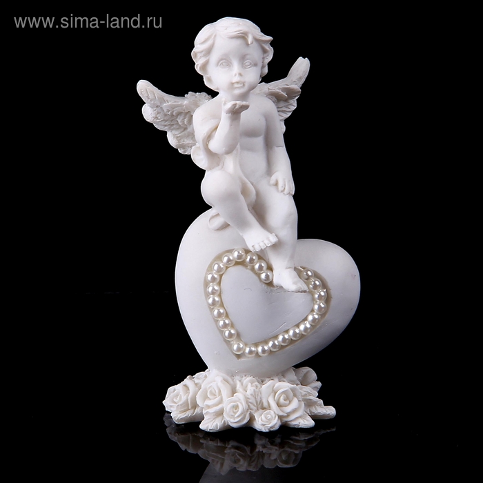 Сувенир полистоун "Ангелок на сердечке" с жемчужинами, МИКС, 9х5х3 см - Фото 1